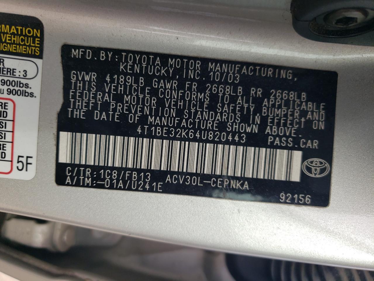 Toyota Camry Le Image 12